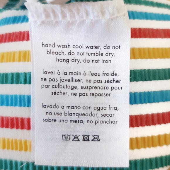 ONIA Danni Seersucker striped triangle beach bikini top in multi Size M NEW - Picture 9 of 10